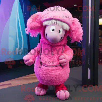 Produktbild von Rosa REDBROKOLY Merinoschaf-Maskottchenkostüm mit Faltenrock und Beanie