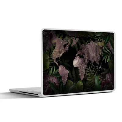 Produktbild von MuchoWow® Laptop Aufkleber Sticker Cover Weltkarte - Luxus - Pflanzen 25x18 cm - Laptop-Deko