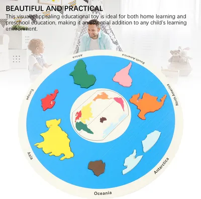 Immagine prodotto di 7 continenti Puzzle in legno Prescolare Apprendimento Mappa del mondo Gioco di abbinamento Giocattoli didattici per bambini