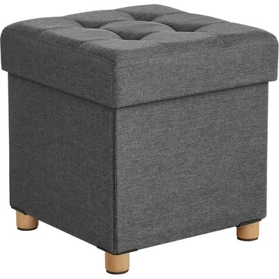 Immagine prodotto di Pouf contenitore grigio scuro con gambe in legno