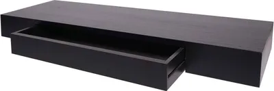 Obrázok produktu pre Nástenná polica HWC-H37, plávajúca nástenná polica Závesná polica, zásuvka z masívneho dreva 8x80x25cm ~ čierna