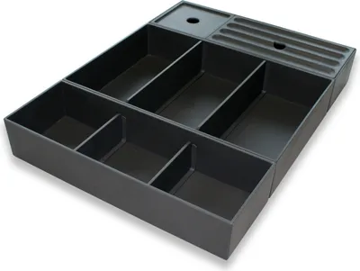 Produktbild von Schubladeneinsatz Kosmetikeinsatz COMBI für Badmöbel - 3-teiliges Set - erweiterbar - Kunststoff - Dunkelgrau, Mit zusätzl. Schubladeneinsatz C1:Ohne, Mit zusätzl. Schubladeneinsatz C2:Ohne, Mit zusätzl. Schubladeneinsatz C3:Ohne