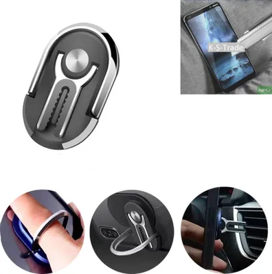 Produktbild von K-S-Trade 3in1 Smartphone-Ring Handy-Ring kompatibel mit Nokia 9 PureView Fingerhalterung  Handyring Tischständer Lüftungsgitter-Halterung Tisch