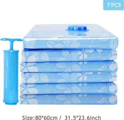 Produktbild von Platzsparende Premium-Vakuum-Kompressionsbeutel mit Handpumpe für Kleidung, Bettdecken und Decken 6 Stück 80*60cm Vakuum Beutel