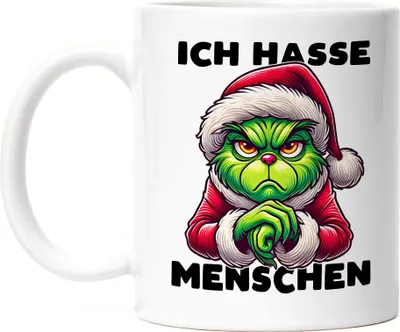Produktbild von Ich Hasse Menschen Tasse weiß Weihnachtsmuffel Sarkasmus Anti-Weihnachten Geschenkidee