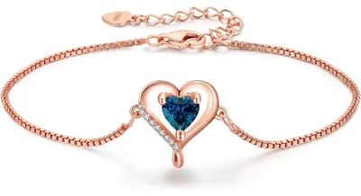 Produktbild von Herz Armband Damen Sterling Silber 925 Roségold Verstellbar Geschenk
