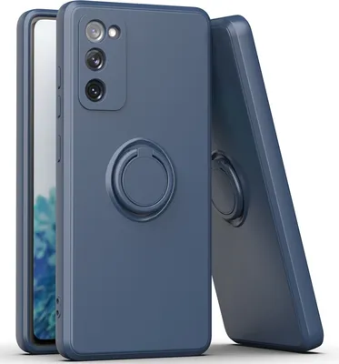 Two blue phone cases are shown, one in front of the other, against a white background.