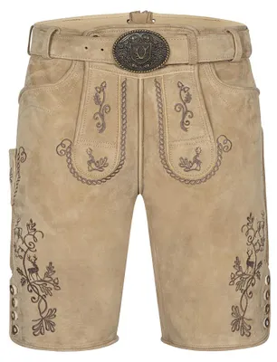 Produktbild von Lederhose Milian hellbraun mit Gürtel 56