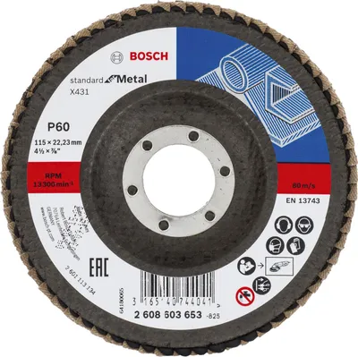 Zdjęcie produktu dla Tarcza listkowa X431 Standard do metalu, kątowa, 115 mm, 22,23 mm, 60