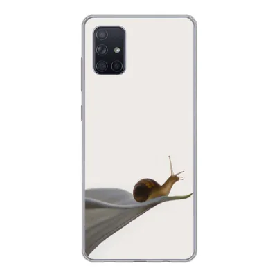 Produktbild von MuchoWow® Handyhülle Schutzhülle Hülle für Samsung Galaxy A71 Schnecke - Lilie - Grau Silikon Softcase Handy Hülle - Kartenbesitzer