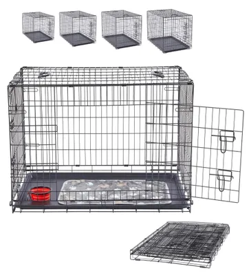 Immagine prodotto di Gabbia per cani pieghevole - Trasportino - 63 x 45 x 51 cm - Nero