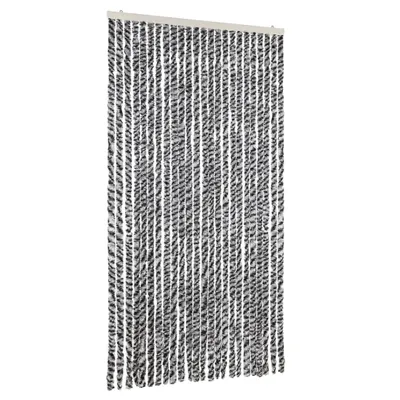 Image de vidaXL Rideau anti-mouches gris, noir et blanc 100x220 cm chenille