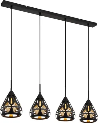 Produktbild von LED Pendelleuchte, Metall, Schwarz, Nachbildung, 4-Flammig