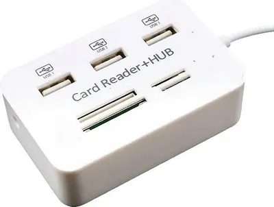 Image de Lecteur USB à 3 ports, compatible avec les cartes SD, Micro SD, SDHC et SDXC, pour PC, tablette et smartphone.
