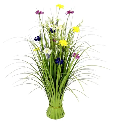 Produktbild von Künstlicher Grasbusch mit Cosmea-Blüten als Dekoration