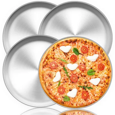 Image de Pizzablik, forme ronde pour pizza, moule à pizza. Ensemble de 4 pièces en acier inoxydable