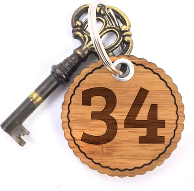 Produktbild von Mr. & Mrs. Panda Schlüsselanhänger 34 - Geschenk, Hotel, Zimmer, anhänger holz, Zahlen, Taschenanhänger, schlüssel, Hotelzimmer, Buchstaben, Alphabet, für