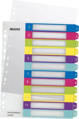 Produktbild von LEITZ Kunststoff Register WOW Zahlen A4 Überbreite 1-12