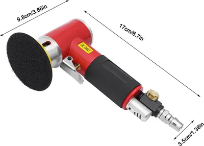 Produktbild von Druckluft Poliermaschine - Mini Schleifer/Polierer - 10.000 U/min - 2,5/5/7,6 cm Schleifteller - Aluminiumlegierung - Für Metall & Holz - Rot