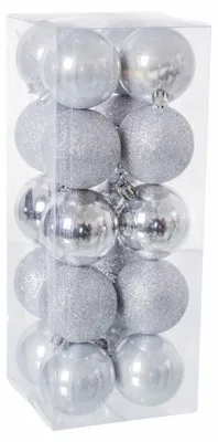 Immagine prodotto di Baubles per albero di Natale in plastica color argento 6 x 6 x 6 cm (20 pezzi)