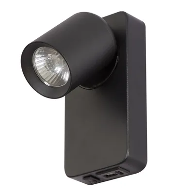 Produktbild von MasterLED Wandlampe Timo GU10 Schwarz – Schwenkbare Leselampe mit USB A+C Ladefunktion für Schlafzimmer, Büro, Wohnzimmer