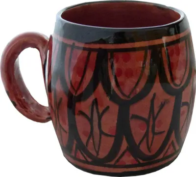 Produktbild von Becher Keramik Tasse marokkanische Bemalung Accessoires handbemalter Deko groß, rot