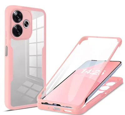 Produktbild von 360 Grad Rundum Schutz Handyhülle für Xiaomi Redmi 13 Full Cover Vollschutz Case Farbe: Rose