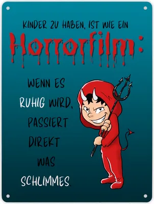 Produktbild von Teufelchen Metallschild XL in 21x28 cm mit Spruch Kinder zu haben ist wie ein