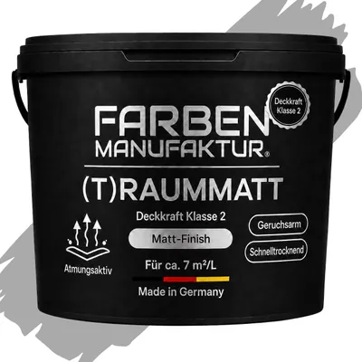 Produktbild von Farben Manufaktur (T)raummatt Innenwandfarbe Zeitloses Grau matt 2 L