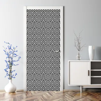 Produktbild von Dekorative Aufkleber selbstklebend Türaufkleber Türposter dekoration Schwarz-Weiß-Geometrie 77 x 200 cm