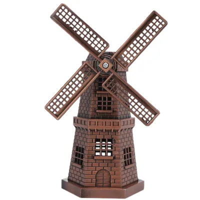 Image de Moulin à vent décor rétro -style bronze rouge mini artisanat ornements pour bar restaurant