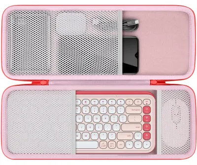 Imagen del producto de Estuche rígido para set de teclado y ratón inalámbricos, color rosa