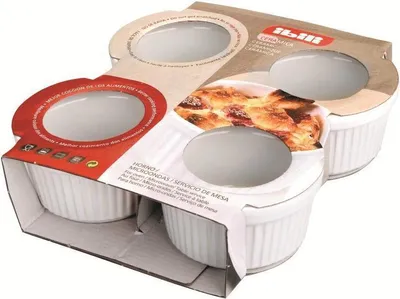 Productafbeelding van Sada van 4 ramekins, merk Ibili, porselein, 9 cm, wit