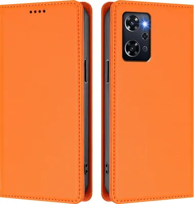 Immagine prodotto di Custodia in pelle per Oppo Reno9 A, custodia magnetica in Finto cuoio con supporto Arancione