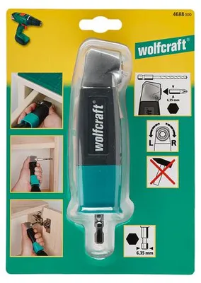 Obrázek produktu pro Úhlový šroubovák s adaptérem na nářadí, šroubuje a vrtá v úhlu 90°, Wolfcraft, č. 4688000