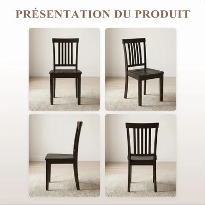 Productafbeelding van Set van 2 moderne eetkamerstoelen – beklede zitting, houten poten - Donkerbruin