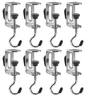 8er Set Tischhaken-Klemmen, verstellbare Doppelhaken, schwarz