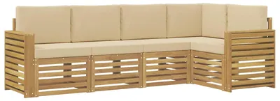 Immagine prodotto di Set di divani da esterno, 5 pezzi, colore beige, dimensioni 251 x 132,5 x 73 cm