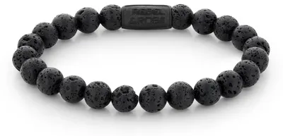 Imagen del producto de Pulsera de acero para hombre con cuentas negras