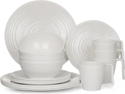 Produktbild von Melaminová sada kempingového nádobí pro 4 osoby Crema Design 16dílné nádobí na piknik BBQ nádobí
