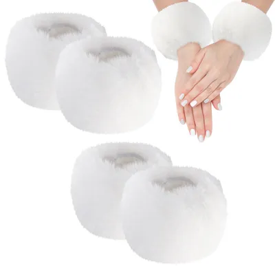 Produktbild von UILYNIU 2 Paar Pulswärmer Kunstpelz Armstulpen Warmers Handgelenk Manschetten fü