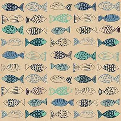 Produktbild von Servietten Fische blau-beige 33 x 33 cm 20 Stück
