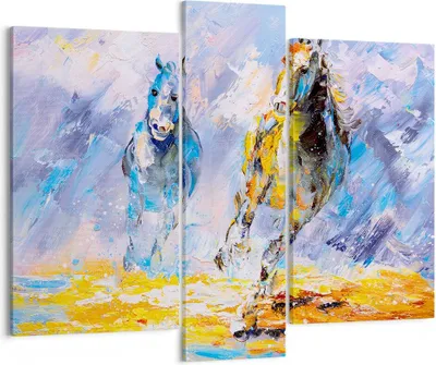 Produktbild von Bild auf Leinwand - Leinwandbild - Pferd Natur Tier - 95x80cm - Wand Bild - Wanddeko - Wandbilder - Leinwanddruck - Bilder - Kunstdruck - Wanddekoration - Leinwand bilder - Wandkunst - CB95x80-3434