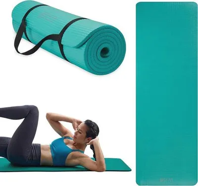Productafbeelding van Dikke Yogamat voor Yoga en Fitness met Draagriem - 182 cm x 61 cm