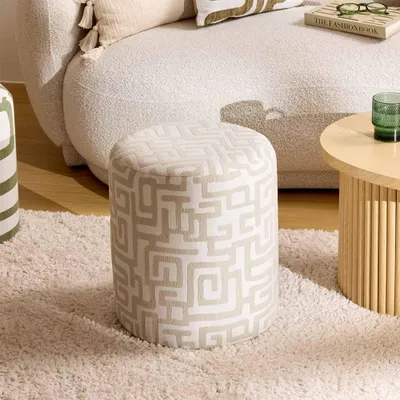 Image de Eazy Living Pouf Ø 36 cm Celestin Beige