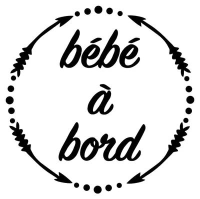 Image de Autocollant "Bébé à bord" pour voiture, couleur noire, dimensions : 15 cm de hauteur x 15 cm de longueur