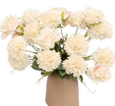 Produktbild von Kunstblumenstrauß aus 18 Stück Chrysanthemen und Rosen