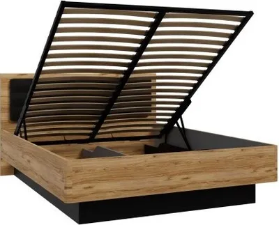 Produktbild von Furniture24 Bett TULUZA JLTL3161 Lift Lattenrost 160x200 cm mit Gasdruckfeder Bettkasten Bettgestelle mit Polsterkopfteil Ehebett