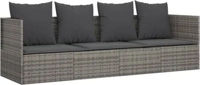Immagine prodotto di Lettino Prendisole da Esterno con Cuscini Grigio in Polyrattan