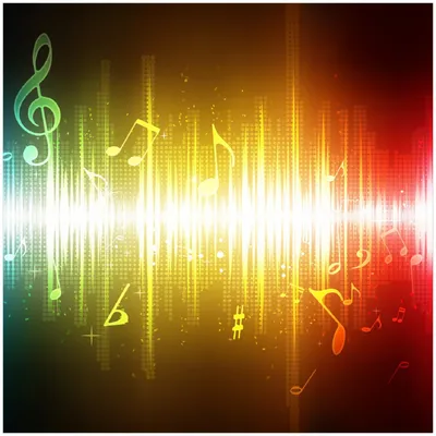 Produktbild von Wallario Premium Glasbild, freischwebende Optik, kräftige Farben, Größe 30 x 30 cm Motiv Blau-gelbe Noten der Musik